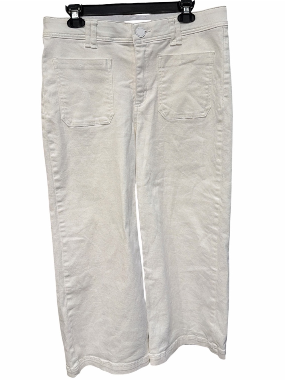 Democracy “Ab” Technology White Wide Leg Crop Pants Size 12 Patch Pockets - Picture 2 of 6